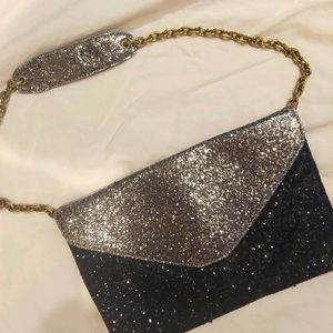 J. Crew sparkle mini envelope chain link bag